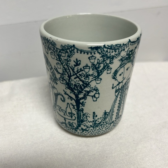Vintage Bjorn Winblad "Garden Party" Style Blue & White Ceramic Art Mug - 2-1/2" - Picture 4 of 7